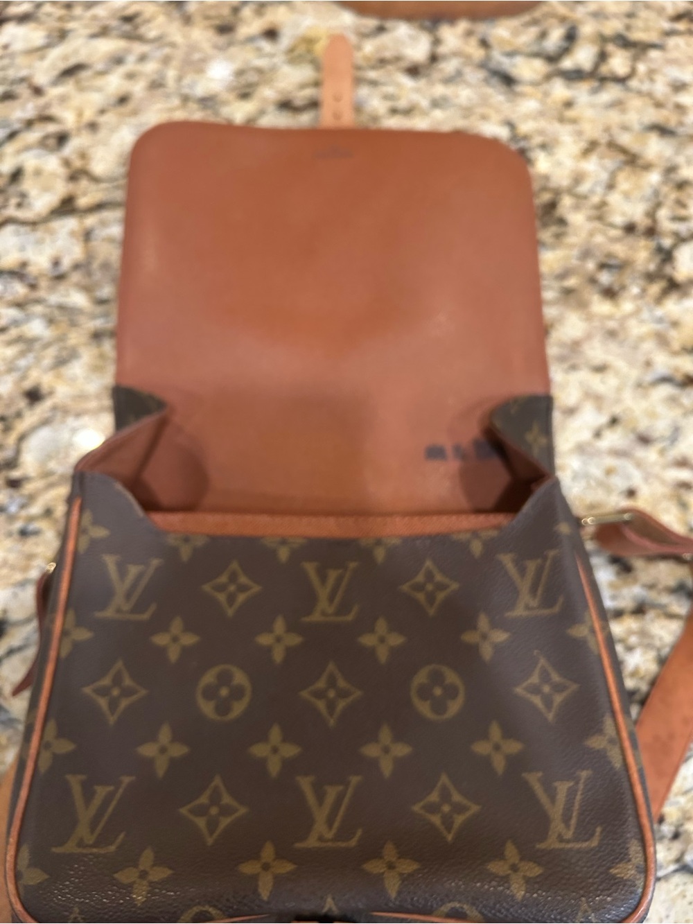 Louis Vuitton Brown Monogram Crossbody Bag with Tan Trim with coa - Picture 15 of 16